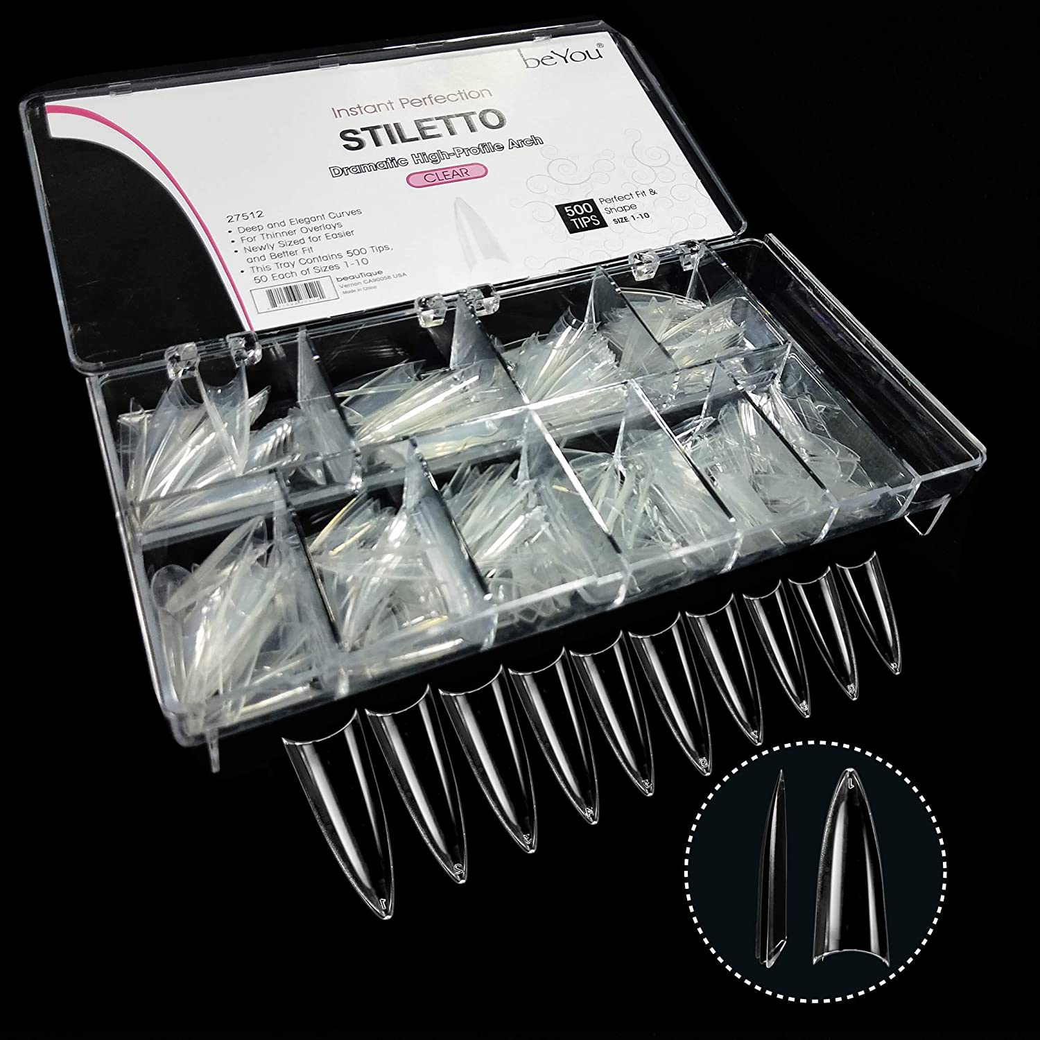BeYou Stiletto Tips 500 Unidades
