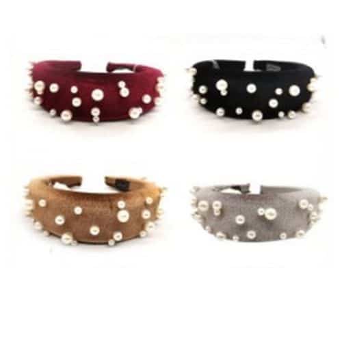 Diadema de Pana con Perlas Unidad