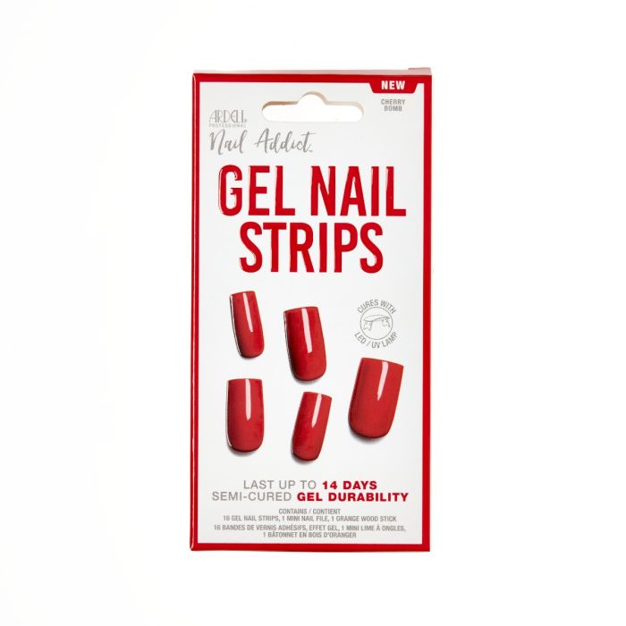 Ardell Nail Addict Strips Esmalte en Gel Cherry Bomb 16 Tiras