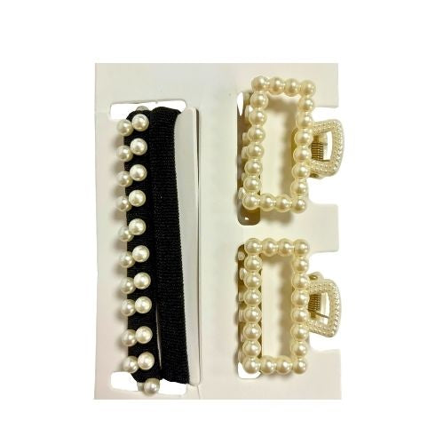 Kit de Ganchos incluye:  2 Mariposas Mini de Perlas 3.5cms, 1 cola negro con perlas, 1 cola negra