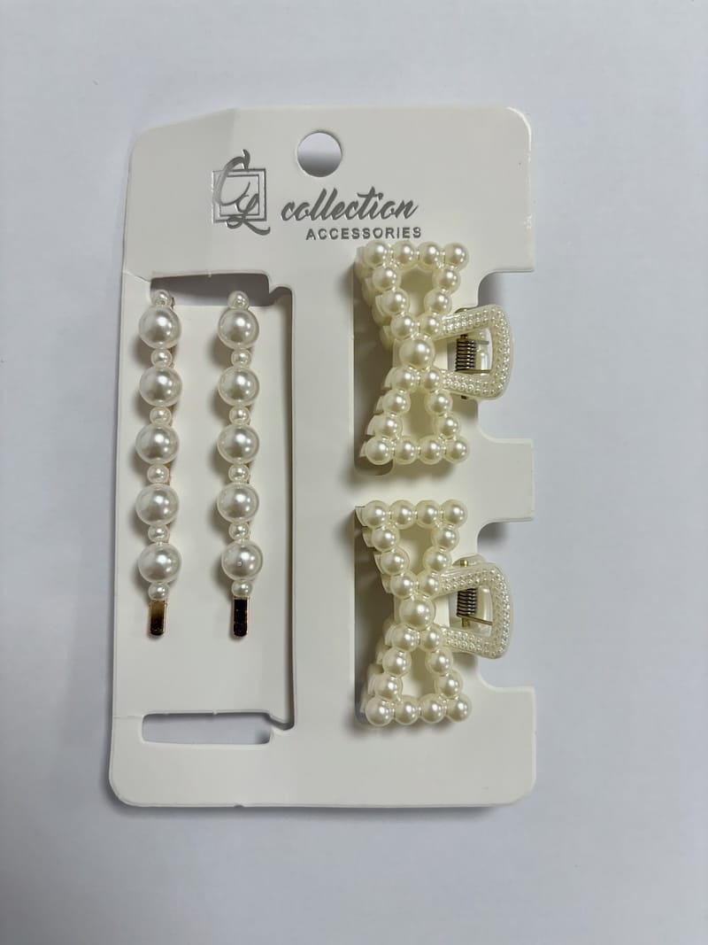 Kit de 2 Clips 3.5cms y 2 Bobby Pins de Perlas