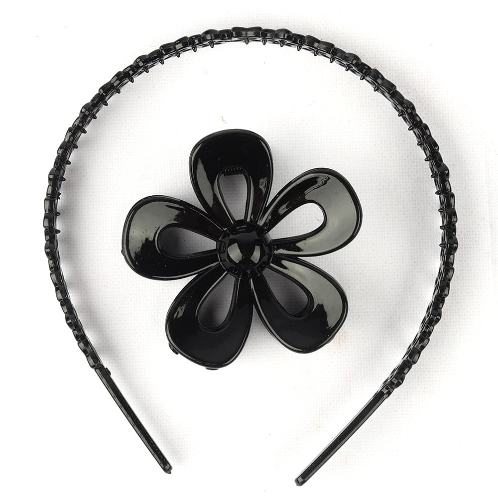 Mariposa de Flor y Diadema con Flores a Juego color Negro