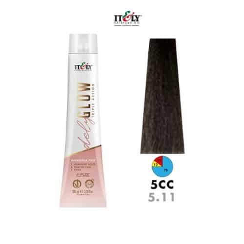 Itely DelyGlow Tinte Sin Amonia 5CC 100ml Casta&ntilde;o Claro Cenizo (5.11)