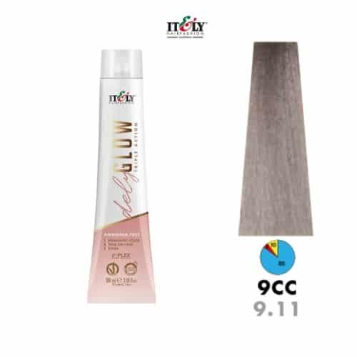 Itely DelyGlow Tinte sin Amonia 9CC 100ml Rubio Clarisimo Ceniza Intenso (9.11)