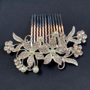 Peineta Para Peinado Flores y Perlas