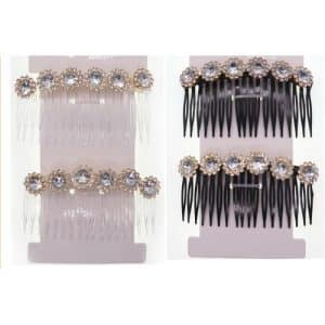 Peinetas Plasticas decoradas Blister 2 Unidades Negras o Transparentes